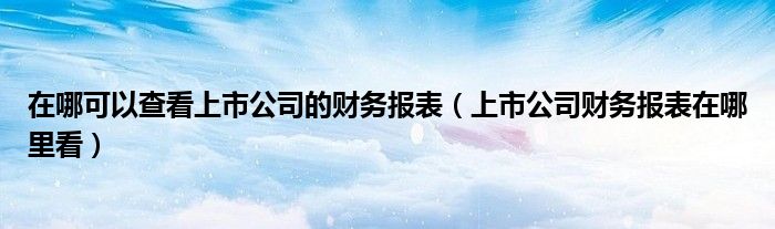 在哪可以查看上市公司的财务报表（上市公司财务报表在哪里看）