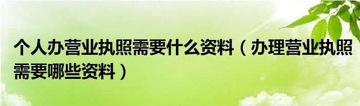 个人办营业执照需要什么资料（办理营业执照需要哪些资料）