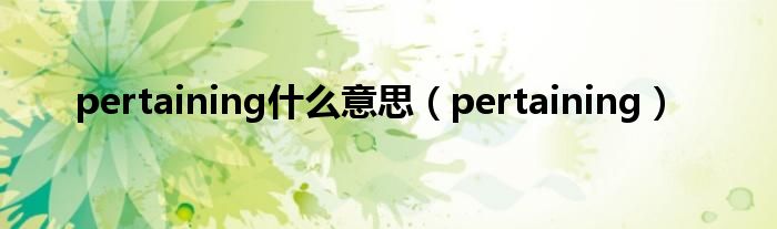 pertaining什么意思（pertaining）