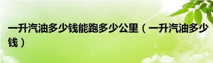 一升汽油多少钱能跑多少公里（一升汽油多少钱）