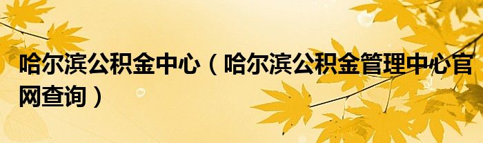 哈尔滨公积金中心（哈尔滨公积金管理中心官网查询）