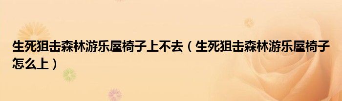 生死狙击森林游乐屋椅子上不去（生死狙击森林游乐屋椅子怎么上）