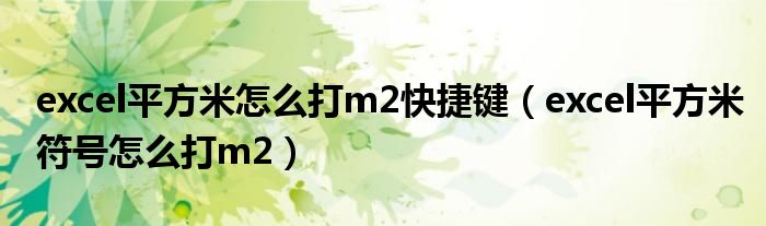 excel平方米怎么打m2快捷键（excel平方米符号怎么打m2）