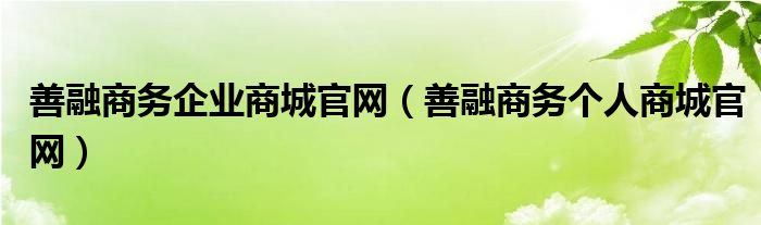 善融商务企业商城官网（善融商务个人商城官网）