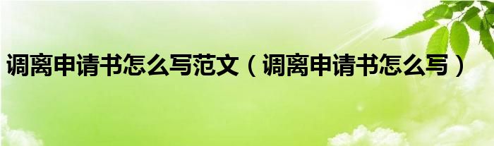 调离申请书怎么写范文（调离申请书怎么写）