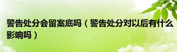 警告处分会留案底吗（警告处分对以后有什么影响吗）