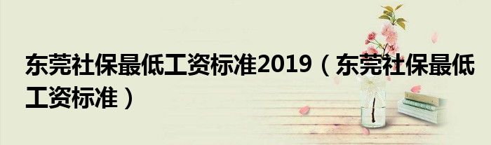 东莞社保最低工资标准2019（东莞社保最低工资标准）