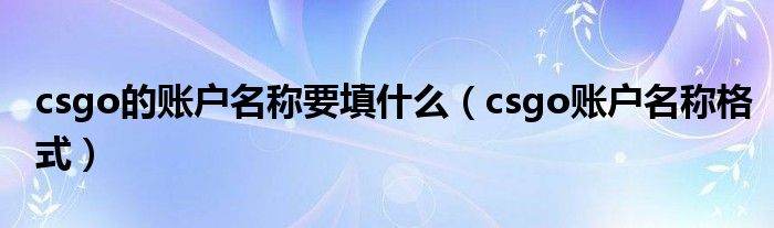 csgo的账户名称要填什么（csgo账户名称格式）