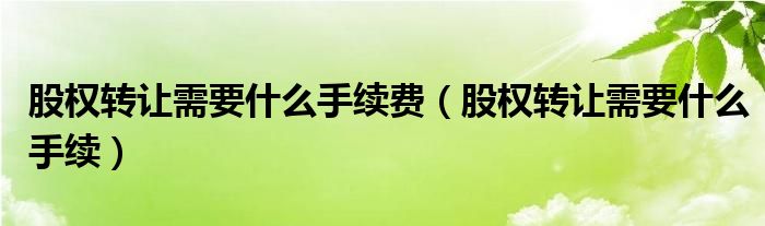 股权转让需要什么手续费（股权转让需要什么手续）