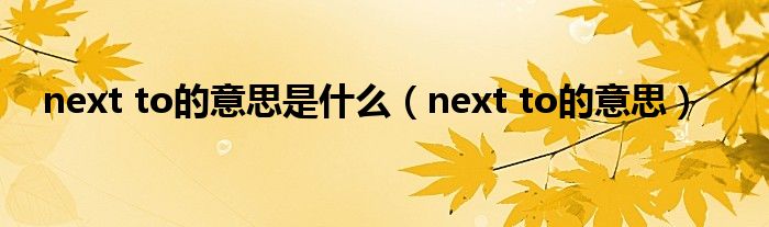 next to的意思是什么（next to的意思）