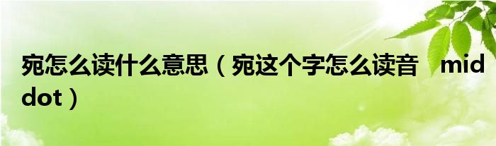 宛怎么读什么意思（宛这个字怎么读音   middot）