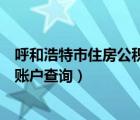 呼和浩特市住房公积金个人查询（呼和浩特住房公积金个人账户查询）