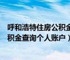 呼和浩特住房公积金管理中心个人查询（呼和浩特市住房公积金查询个人账户）