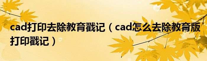 cad打印去除教育戳记（cad怎么去除教育版打印戳记）