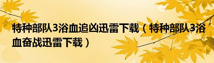 特种部队3浴血追凶迅雷下载（特种部队3浴血奋战迅雷下载）