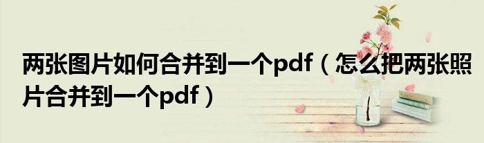 两张图片如何合并到一个pdf（怎么把两张照片合并到一个pdf）