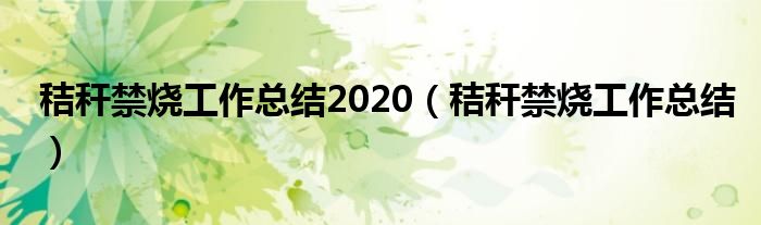 秸秆禁烧工作总结2020（秸秆禁烧工作总结）