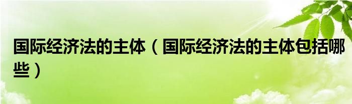 国际经济法的主体（国际经济法的主体包括哪些）