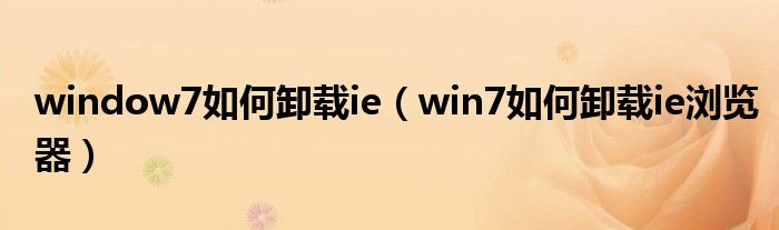 window7如何卸载ie（win7如何卸载ie浏览器）