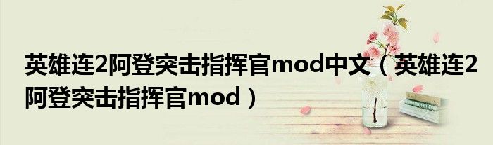 英雄连2阿登突击指挥官mod中文（英雄连2阿登突击指挥官mod）