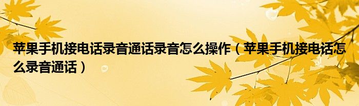 苹果手机接电话录音通话录音怎么操作（苹果手机接电话怎么录音通话）