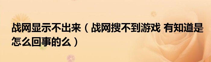 战网显示不出来（战网搜不到游戏 有知道是怎么回事的么）