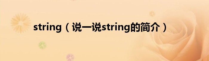 string（说一说string的简介）