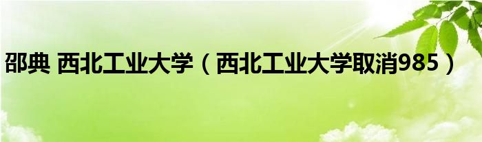 邵典 西北工业大学（西北工业大学取消985）