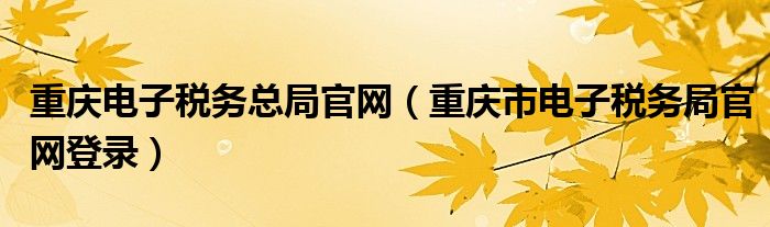 重庆电子税务总局官网（重庆市电子税务局官网登录）