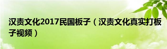 汉责文化2017民国板子（汉责文化真实打板子视频）