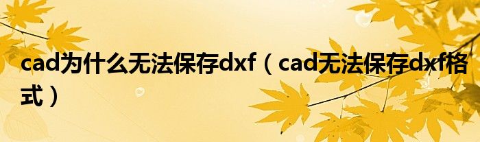 cad为什么无法保存dxf（cad无法保存dxf格式）