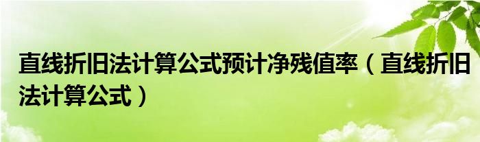 直线折旧法计算公式预计净残值率（直线折旧法计算公式）