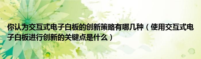 你认为交互式电子白板的创新策略有哪几种（使用交互式电子白板进行创新的关键点是什么）