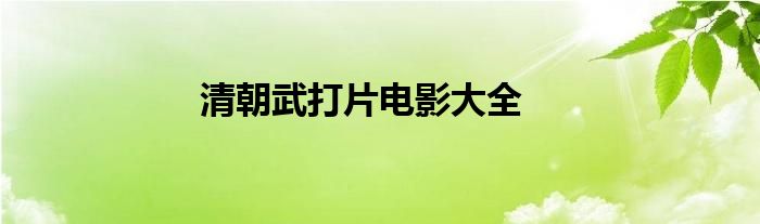 清朝武打片电影大全