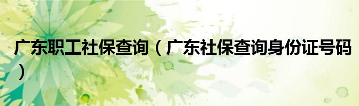 广东职工社保查询（广东社保查询身份证号码）