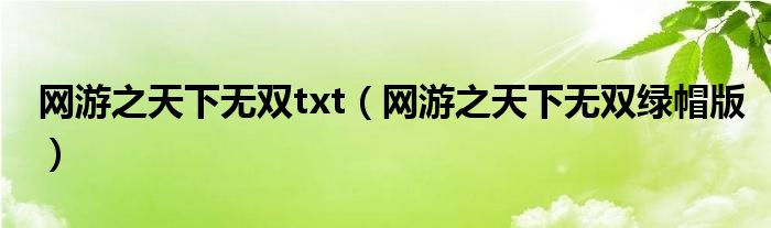 网游之天下无双txt（网游之天下无双绿帽版）