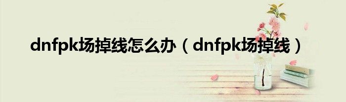 dnfpk场掉线怎么办（dnfpk场掉线）