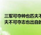 三军可夺帅也匹夫不可夺志也出自（说一说三军可夺帅也匹夫不可夺志也出自的简介）