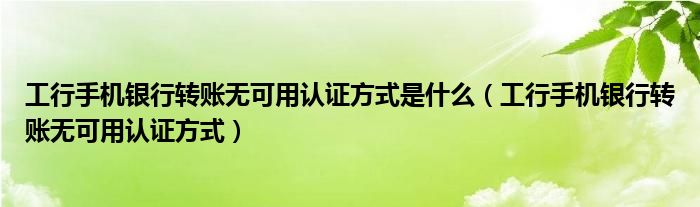 工行手机银行转账无可用认证方式是什么（工行手机银行转账无可用认证方式）