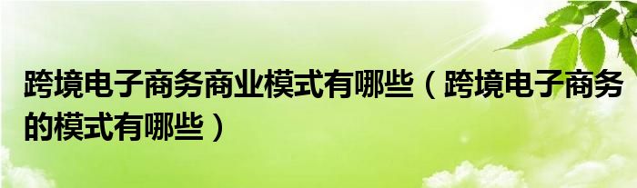 跨境电子商务商业模式有哪些（跨境电子商务的模式有哪些）