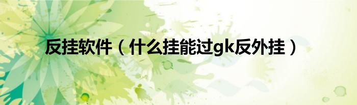 反挂软件（什么挂能过gk反外挂）