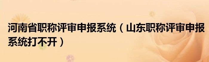 河南省职称评审申报系统（山东职称评审申报系统打不开）