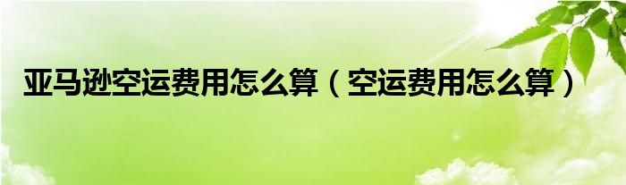 亚马逊空运费用怎么算（空运费用怎么算）