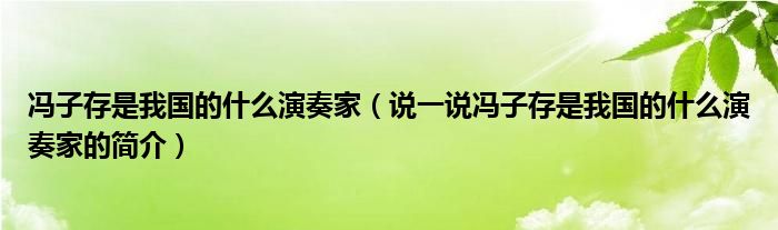 冯子存是我国的什么演奏家（说一说冯子存是我国的什么演奏家的简介）