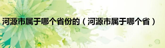 河源市属于哪个省份的（河源市属于哪个省）