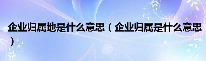 企业归属地是什么意思（企业归属是什么意思）