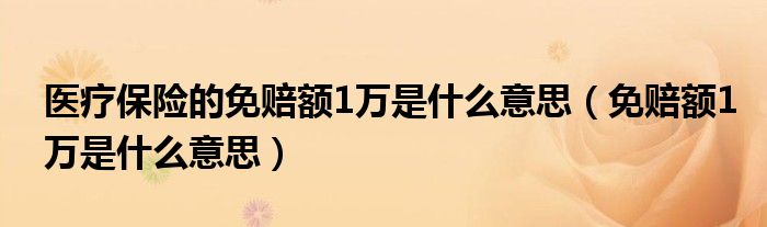 医疗保险的免赔额1万是什么意思（免赔额1万是什么意思）