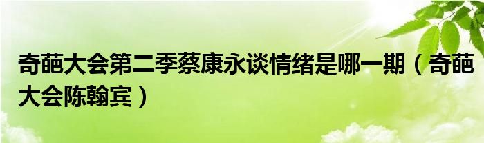 奇葩大会第二季蔡康永谈情绪是哪一期（奇葩大会陈翰宾）