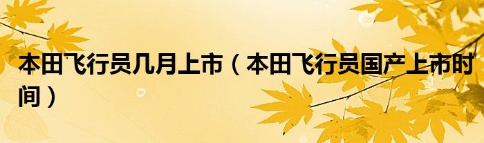 本田飞行员几月上市（本田飞行员国产上市时间）