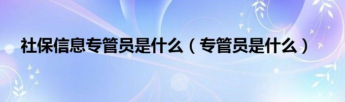 社保信息专管员是什么（专管员是什么）